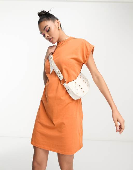 Urban Classics - T-shirt jurk in oranje