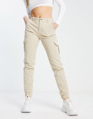 Urban Classics utility trousers with pocket detail in beige