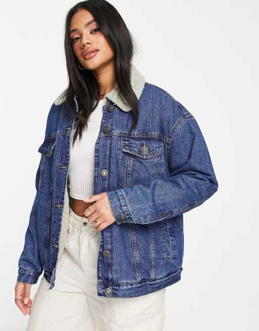 Veste en jean peau de online mouton