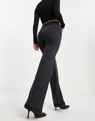 Urban Classics vintage flared jeans in black