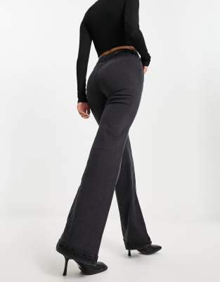 Urban Classics vintage flared jeans in black