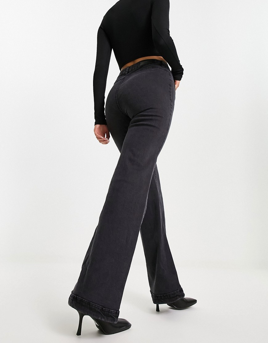 Urban Classics vintage flared jeans in black