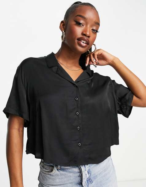 Cropped button on sale up shirt