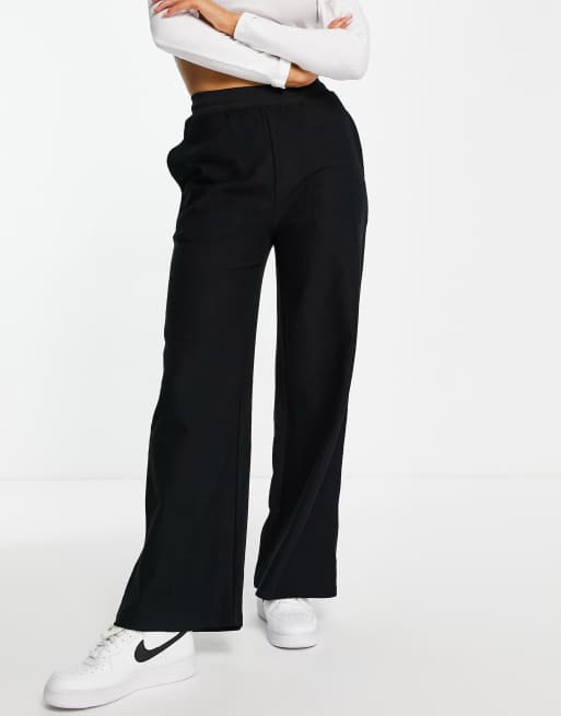Urban Classics wide leg rib pants in black