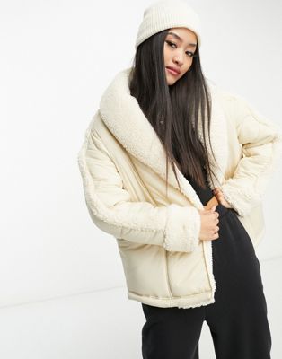 Urban Code borg padded coat in cream