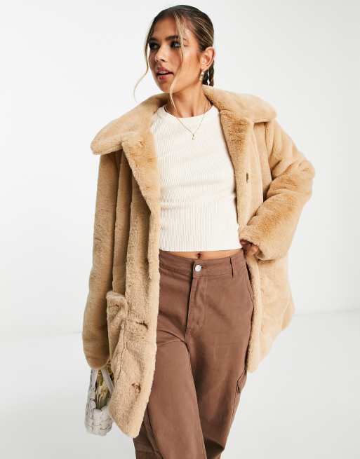 Faux-fur button coat