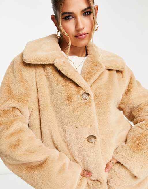 Yours Luxury Curve Beige Brown Heart Faux Fur Jacket