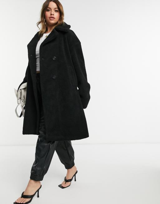 Asos black teddy shop coat