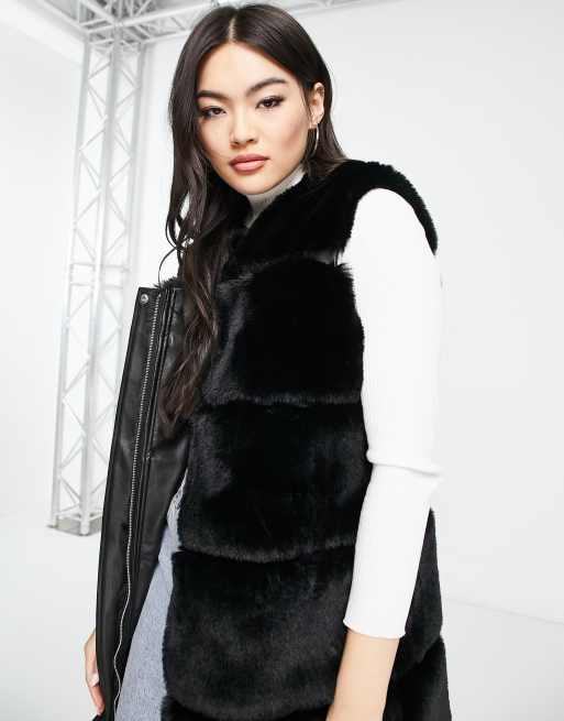 Long black hotsell faux fur vest