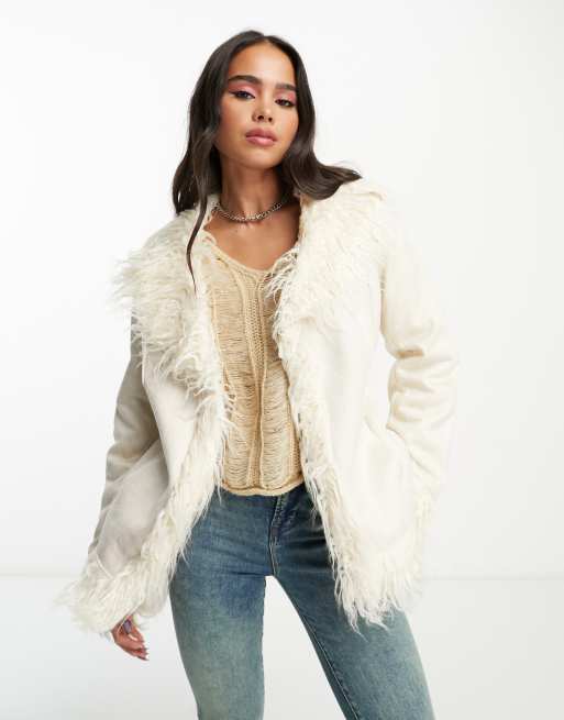 Cream sale shaggy coat