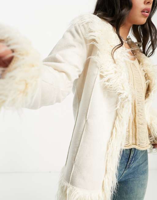 Urban Code faux shaggy fur jacket in cream