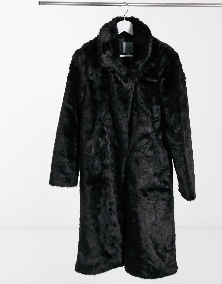 Urbancode Urban Code Longline Faux Fur Coat In Black