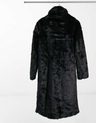 asos black fur coat