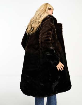Urban Code longline faux fur coat in brown ombre ASOS