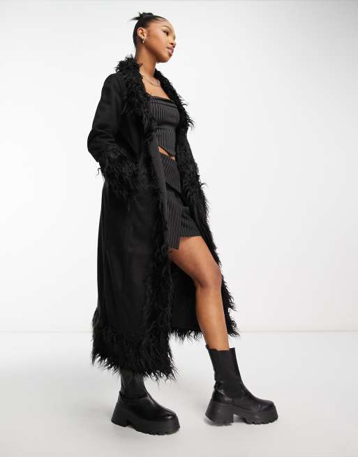 Black shaggy coat sale