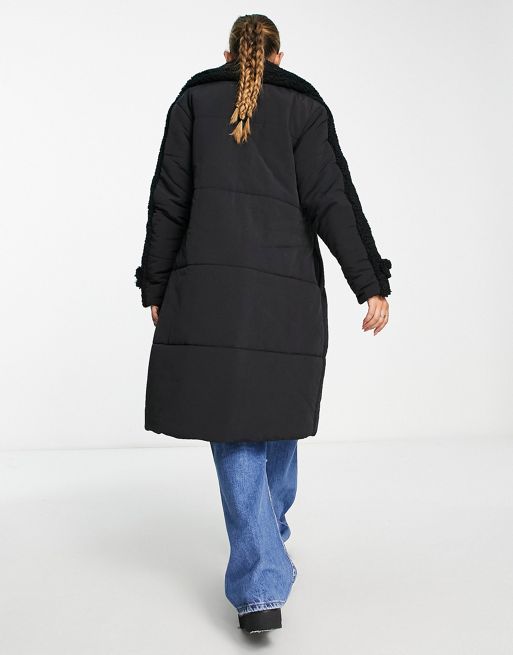 Urban Outfitters Uo Marjorie Longline Puffer Jacket in Black