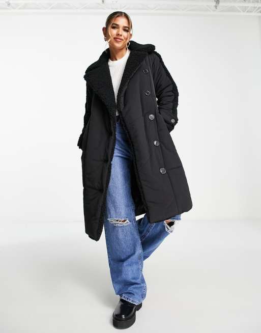 Urban Outfitters Uo Marjorie Longline Puffer Jacket in Black