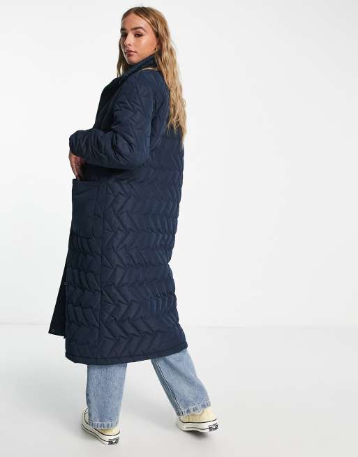 Urban Code longline puffer in navy quilt zigzag coat ASOS with 