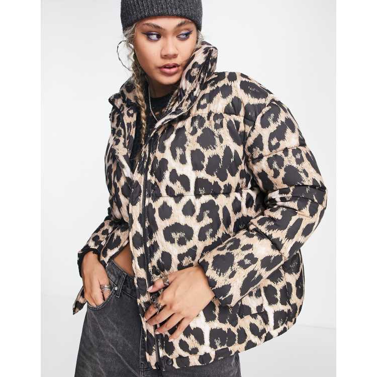 Urban Code oversized puffer jacket in leopard print | ASOS