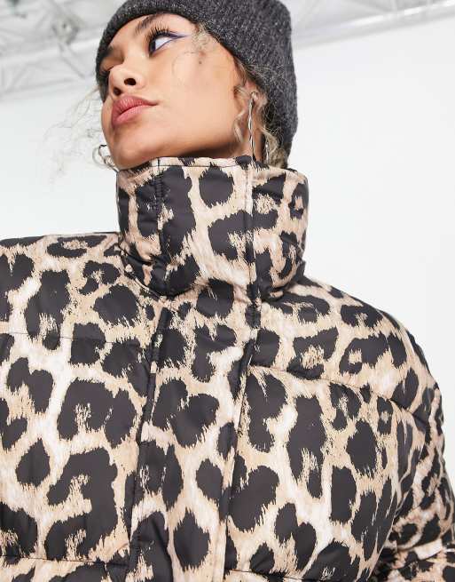 Urban Code oversized puffer jacket in leopard print