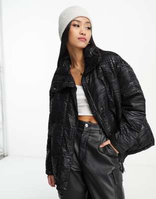 Vinyl puffer jacket on sale topshop