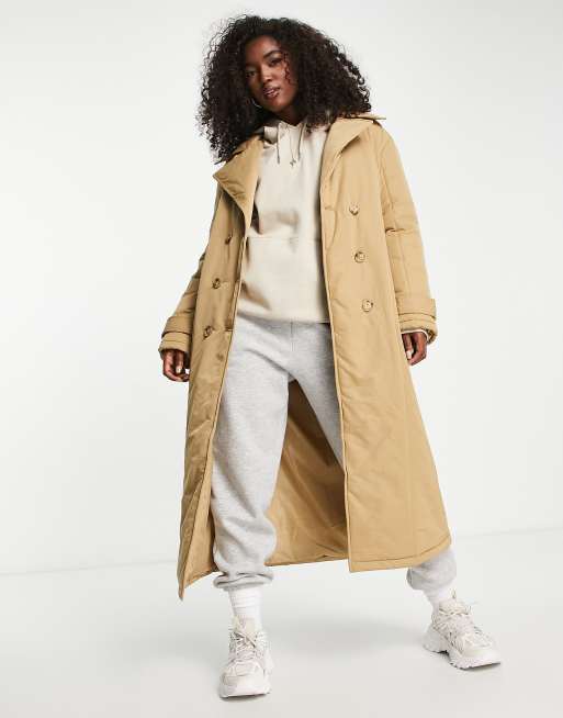 Urban Code padded trench coat in camel