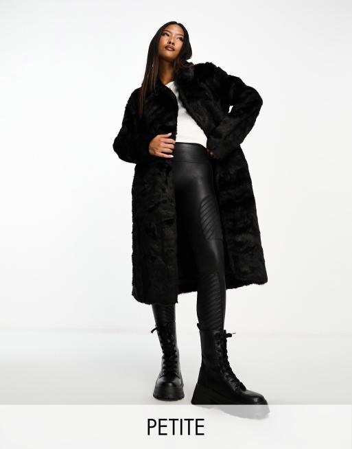 Jackets & Coats, Petite Faux Fur Longline Collar Coat