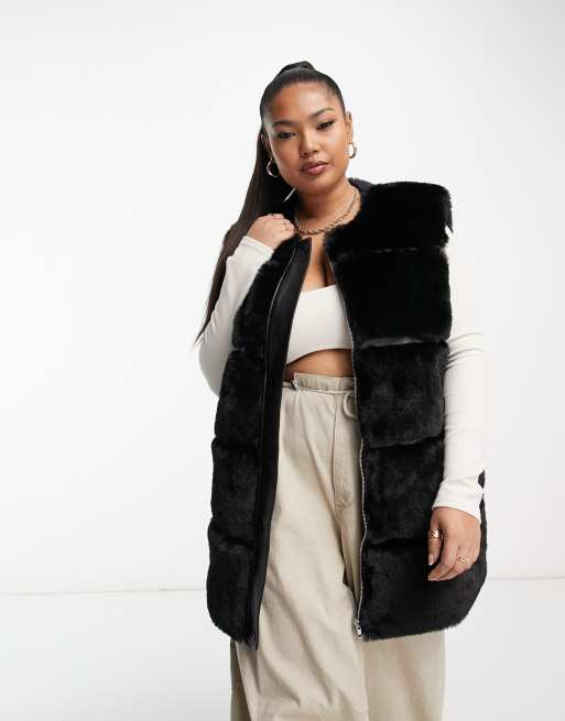 Fur gilet black sales plus size