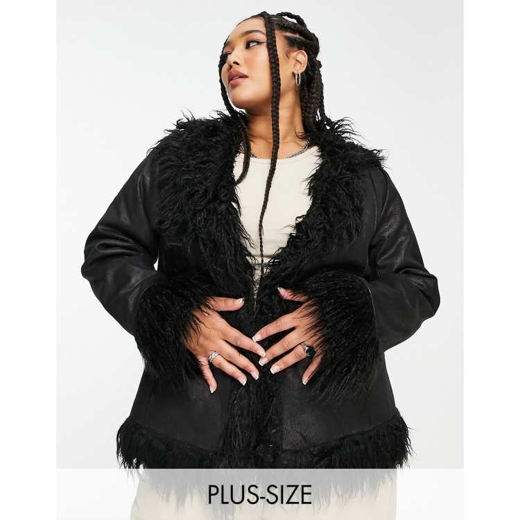 Shaggy jacket 2024 plus size