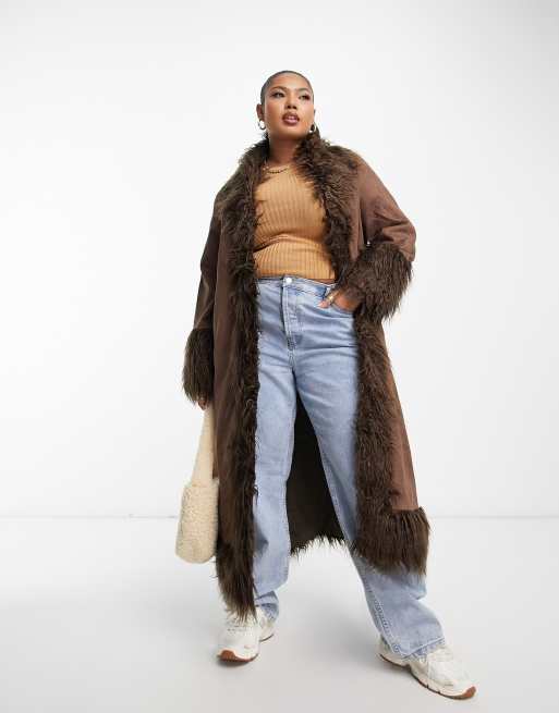 Plus Size Shaggy Faux Fur Jacket