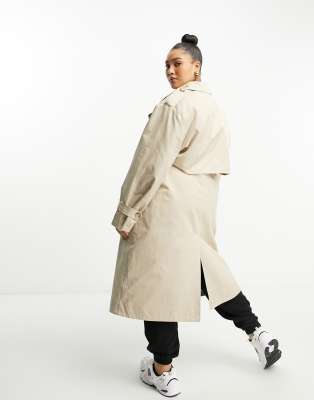 Urban Code Plus longline oversized trench coat in beige