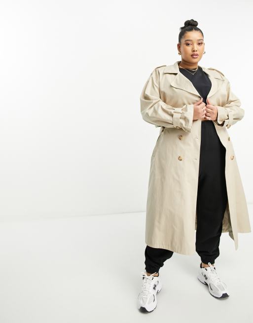 Urban Code Plus longline oversized trench coat in beige