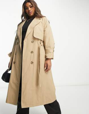 Urbancode Curve Urban Code Plus Longline Oversized Trench Coat In Camel ...