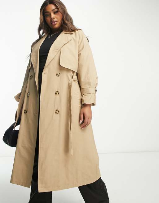 Urban Code Plus longline oversized trench coat in camel | ASOS