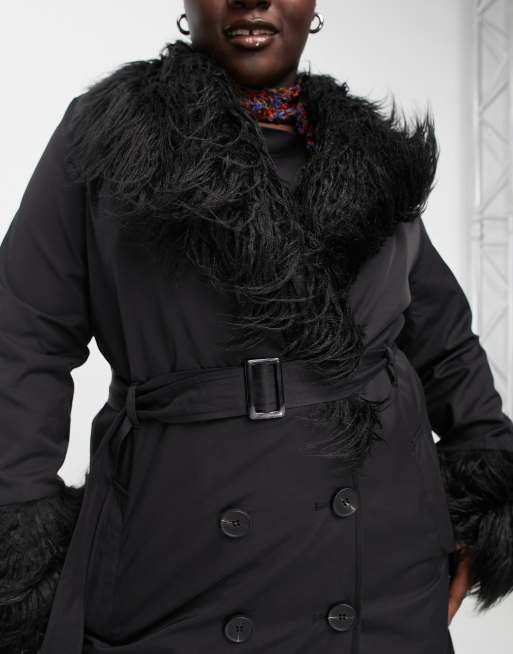 Urbancode faux fur outlet coat with collar