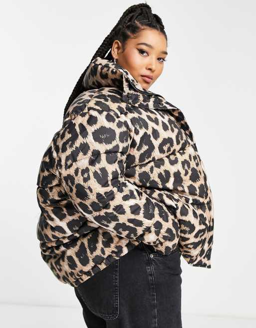 Urban Code Plus oversized puffer jacket in leopard print