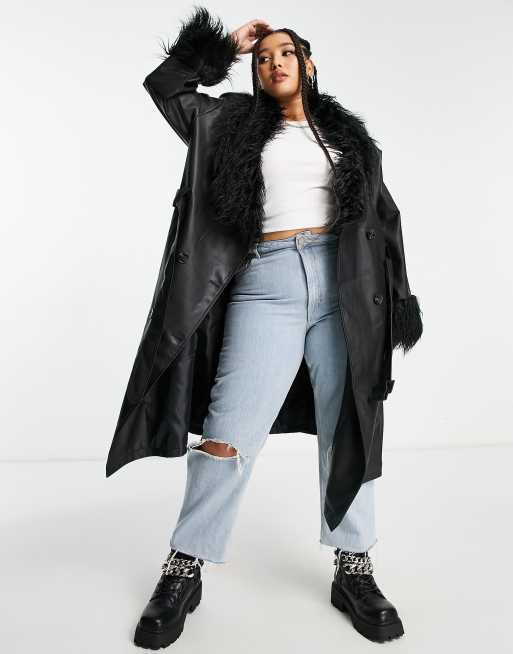 Urbancode faux fur coat with clearance collar