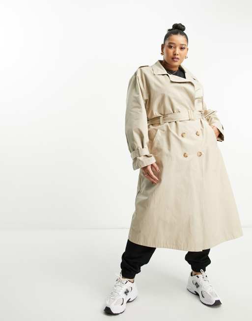 Urban Code Plus - Trench oversize taglio lungo beige