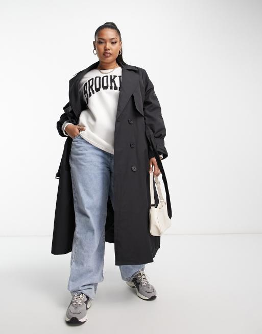 Urban Code Plus - Trench oversize taglio lungo nero