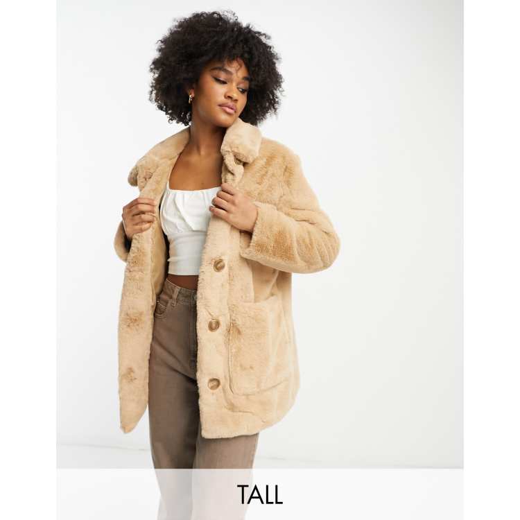 Tan faux cheap fur coat