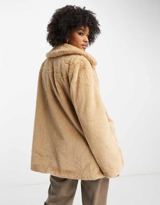 Tan Faux Shearling Jacket from Topshop on 21 Buttons