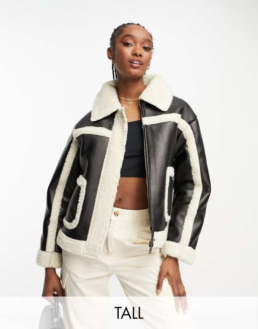 Black and 2025 cream aviator jacket