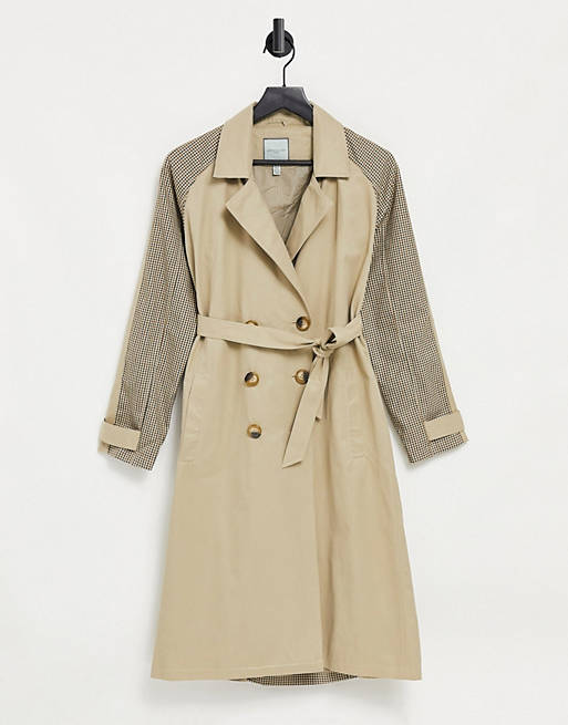 Urban Code trench coat with check splicing | ASOS