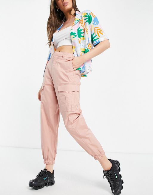 Urban Revivo baggy utility pants in pink | ASOS