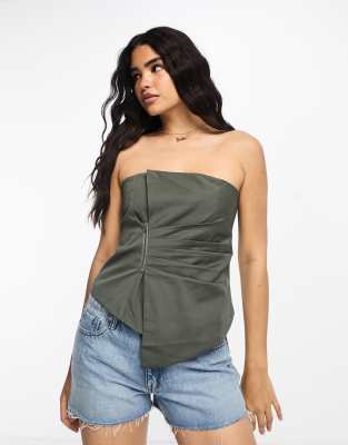 Urban Revivo Urban Revivo bandeau corset shirt in grey
