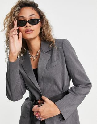 Urban Revivo belted blazer in grey - ASOS Price Checker