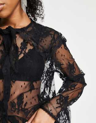 Blusa nera in pizzo-Nero - Urban Revivo Camicia donna  - immagine1