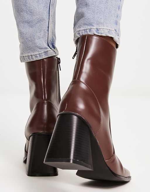 Bottines talon bout carré hot sale