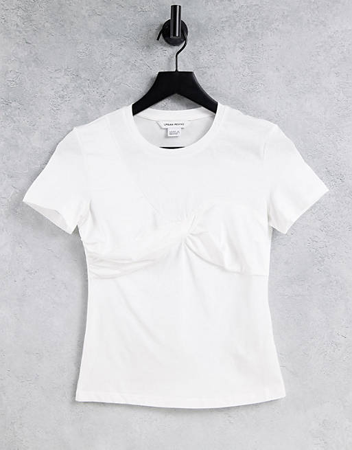 Urban Revivo bustier detail t-shirt in white