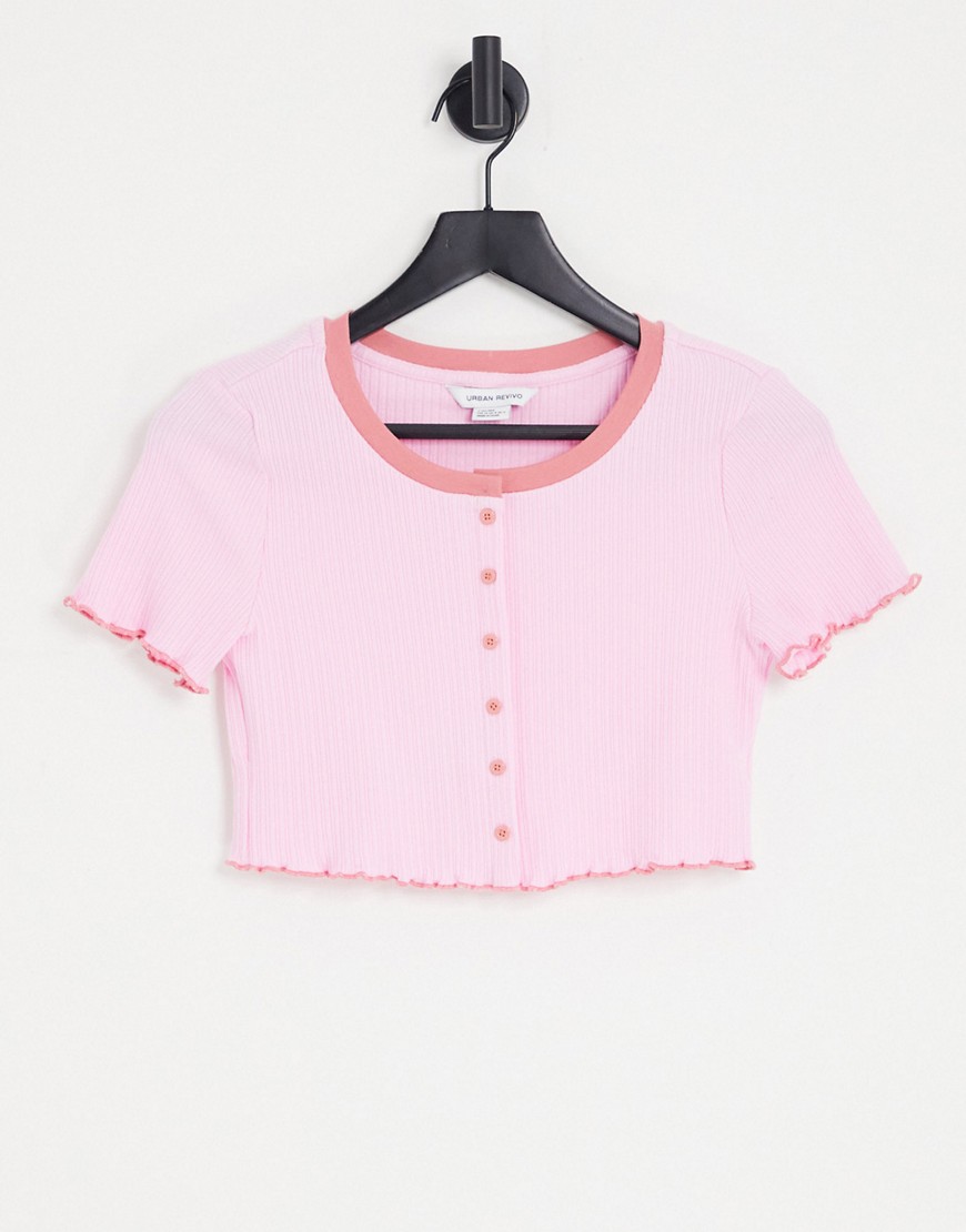 Urban Revivo button down T-shirt in light pink